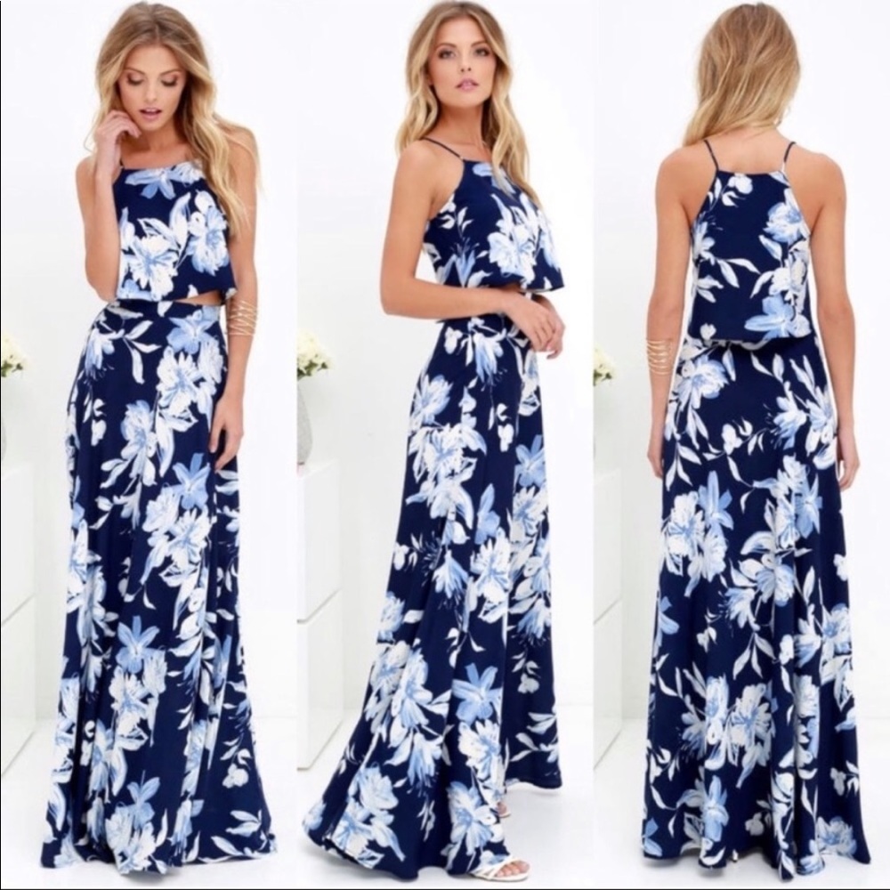 Lulus Tropical Two Piece Maxi Dress size XS